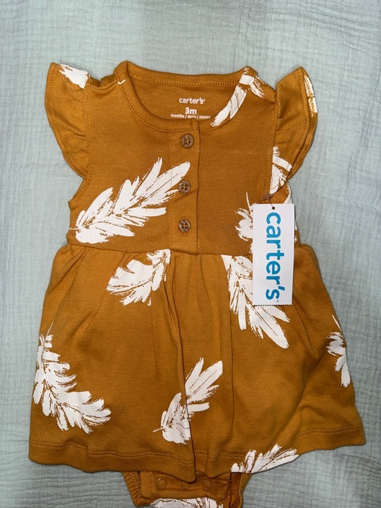 Carter's Other - NWT Carter's Rust Feather Print Dress Bodysuit - White Feather Accent 3M
